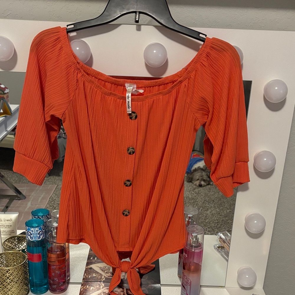 Chic Off-Shoulder Orange Blouse